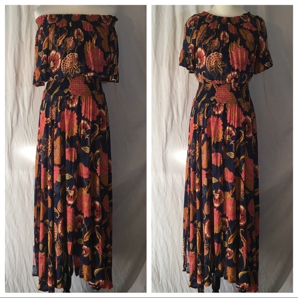 Jaase Leah Off The Shoulder Maxi Dress Womens XS Gypsy Bohemian Boho Festival - Picture 1 of 7